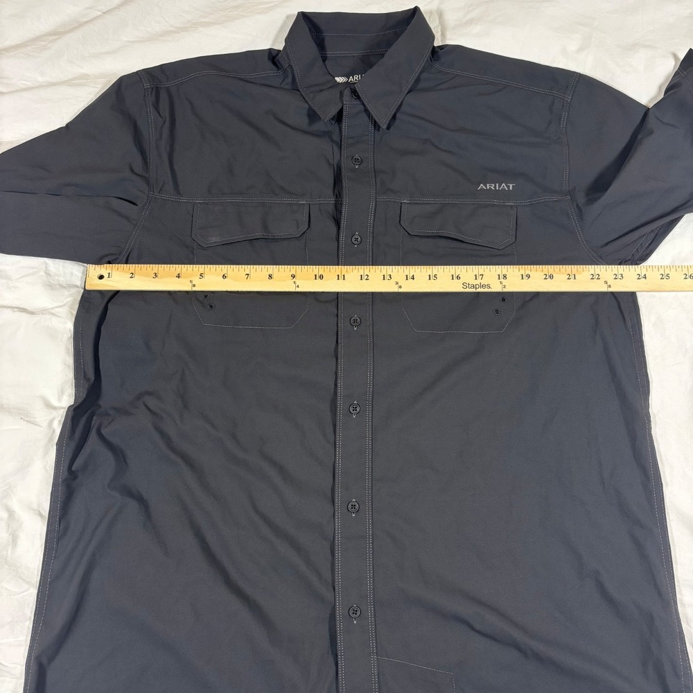 Ariat Tek Mens Vented Button Up Shirt Black Performance Short Sleeve Outdoor L - Picture 7 of 9